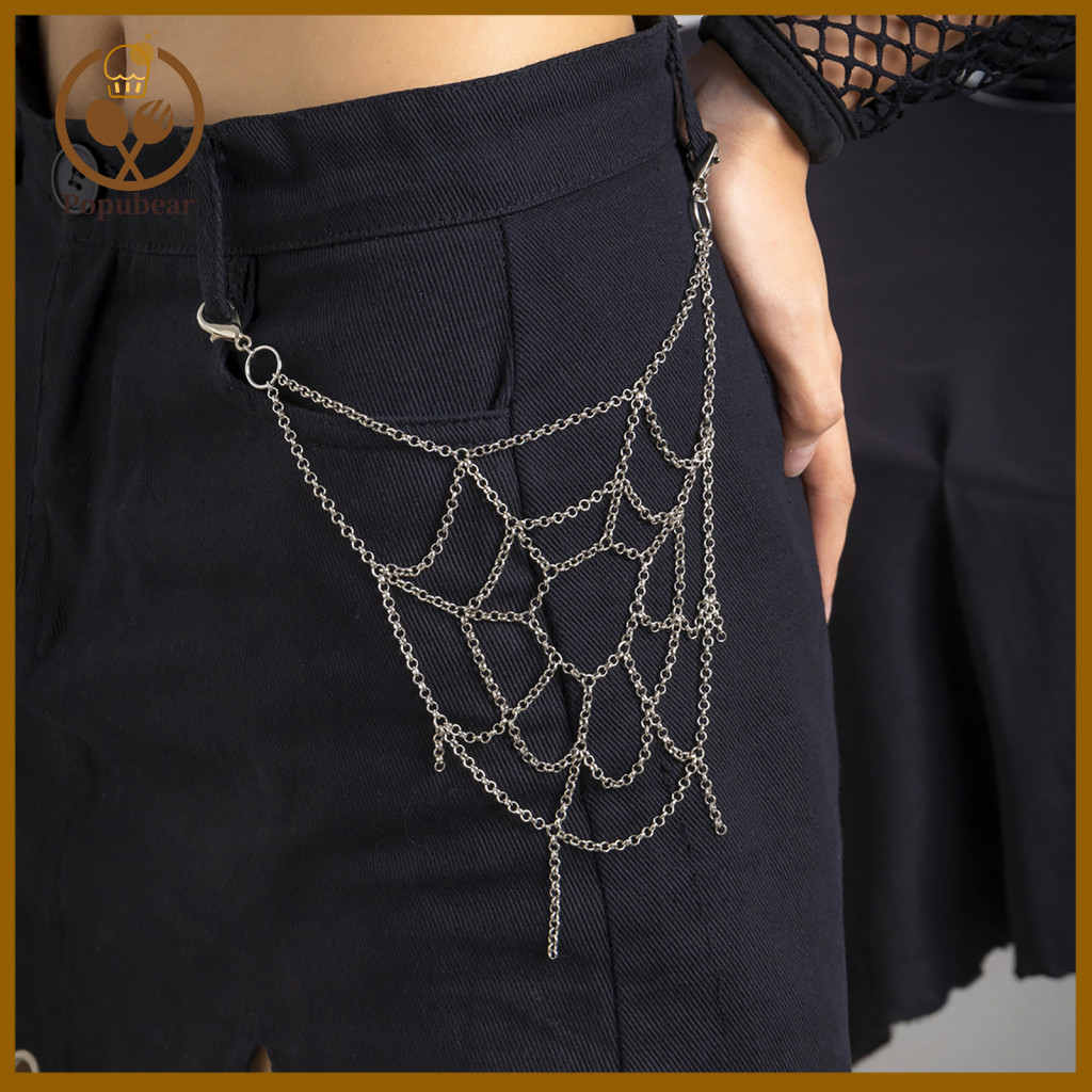 Waist Jewelry Gothic Spider Web Trouser Chain Punk Jeans Pants Decorative Body Accessory for Men Women Stylish Hip-hop S