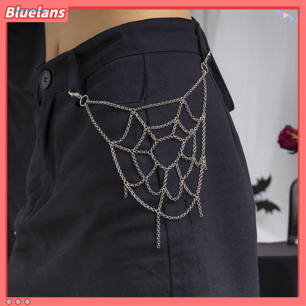 Retro Pant Chain Alloy Pants Spider Web Trouser Punk Jeans Decorative Body Jewelry Accessory for Men Women Stylish Hip-h