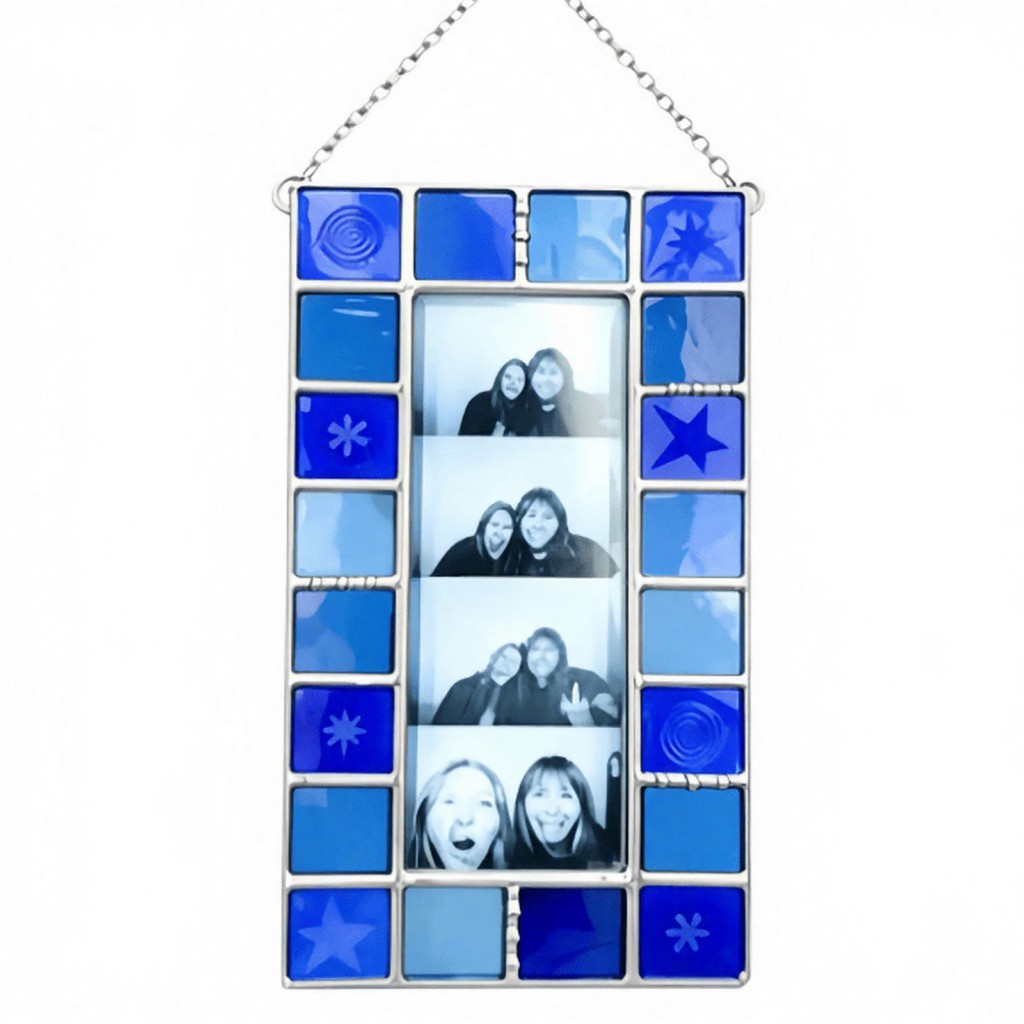 Stained Glass Window Hanging Acrylic Light Catcher for Retro Photo Frame with Chain – Transparent Decorative for Home