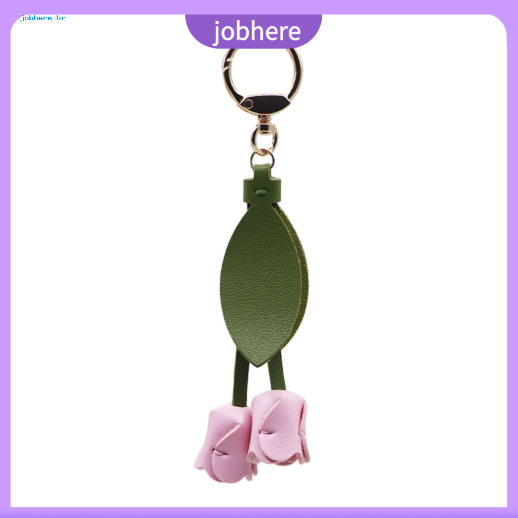 Flower Keychain Key Chain Stylish Tulip Design Imitation Leather Pendant – Car Handbag Decorative Accessory Perfect Gi