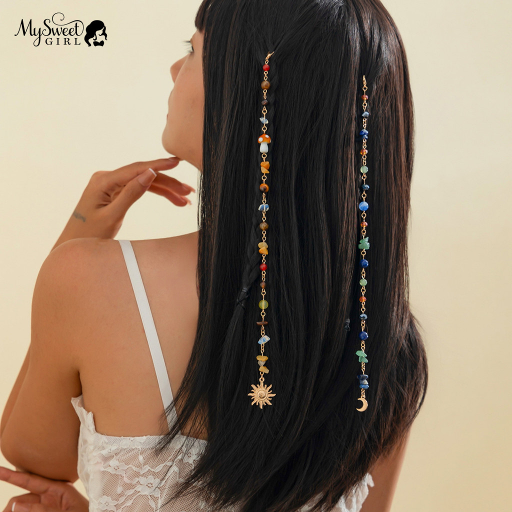 Ocean Style Hair Combs Lightweight Decorative Boho Chain with Vintage Pendant Charms Jewelry for Women Perfect for Dread