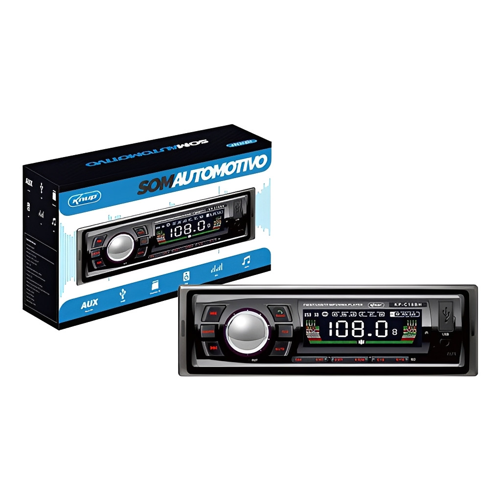 Rádio Automotivo MP3 Stereo Bluetooth com Sintonizador USB SD Entrada Auxiliar FM P2 Rádio Carro Entrada Auxiliar P2 IN
