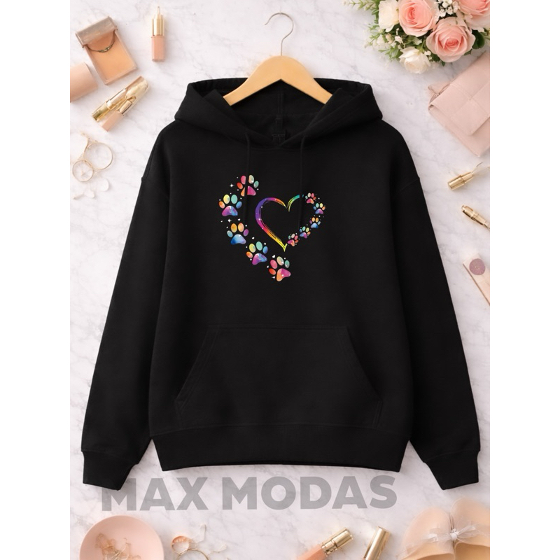 Moletom Coração de Patas Dog Unissex Do  G1 ao G5 Feminino Patinhas de Cachorro Blusa de Frio