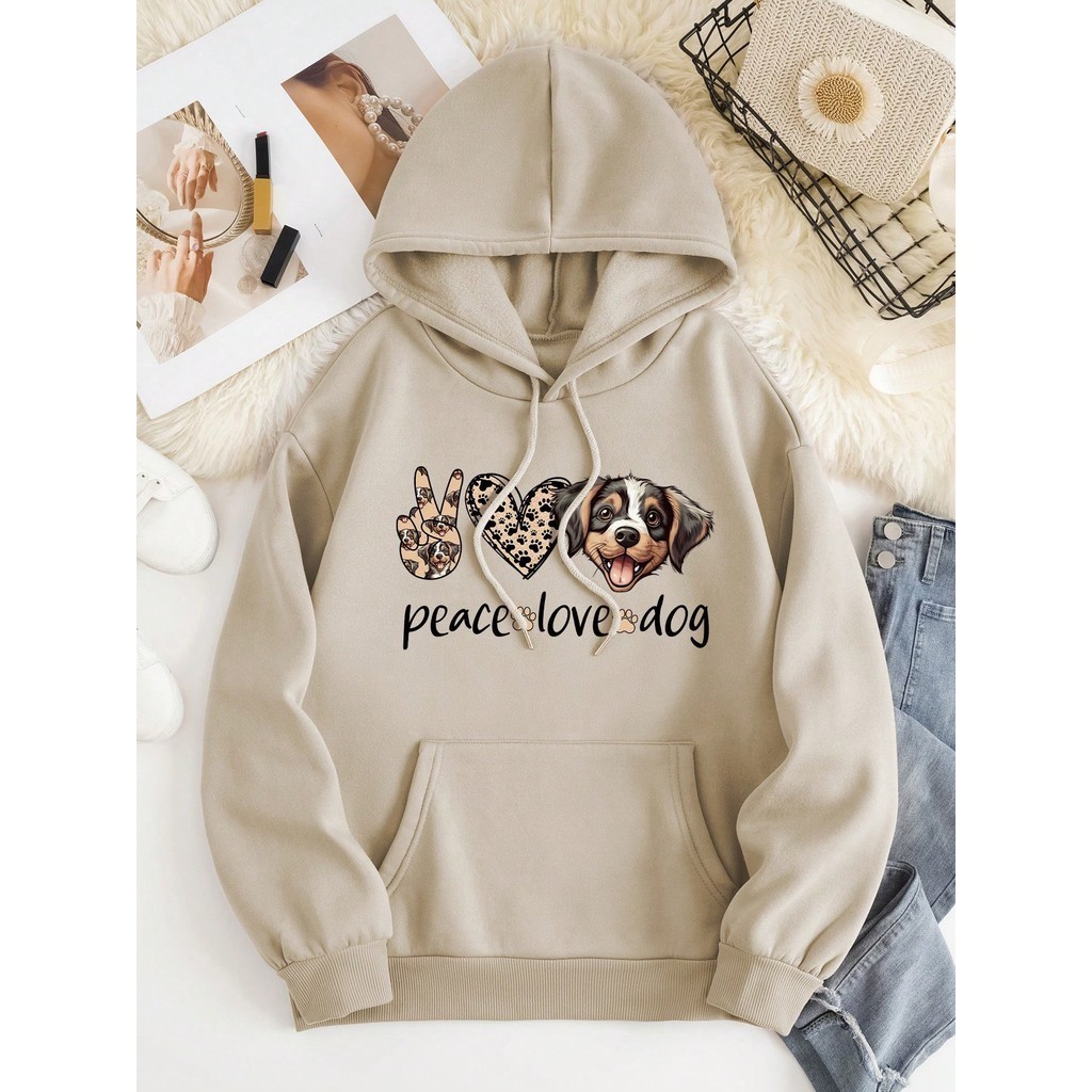 Moletom Canguru Inverno Unissex com Estampa Diferenciada I Love My Dog Lançamento Top