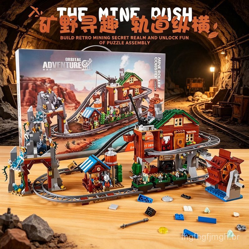 1183 peças de blocos de montar Lego, modelo de foguete espacial interestelar com pista de montanha-russa, blocos de mont