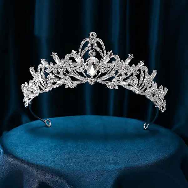 Coroa de Cristal Barroco Elegante - Tiara de Princesa Oca de Liga de Zinco para Casamentos Eletroplactado