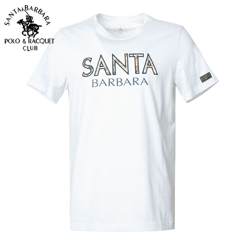 Saint Paul roupas masculinas 2023 primavera verão novo estilo em torno do pescoço puro algodão de manga curta camiseta C