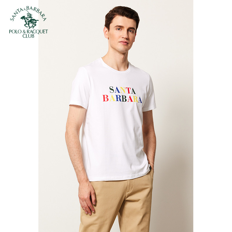 Saint Paul masculino novo estilo de manga curta camiseta masculina na moda juventude em torno do pescoço impresso camise