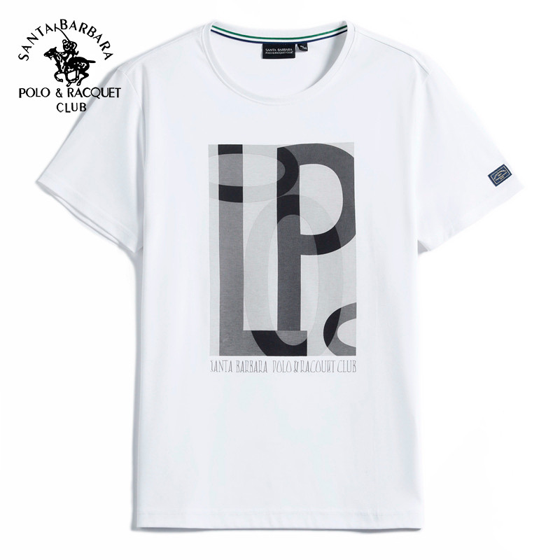 Saint Paul masculino estilo verão em torno do pescoço 100% algodão Casual manga curta camiseta de fundo camisa impressa