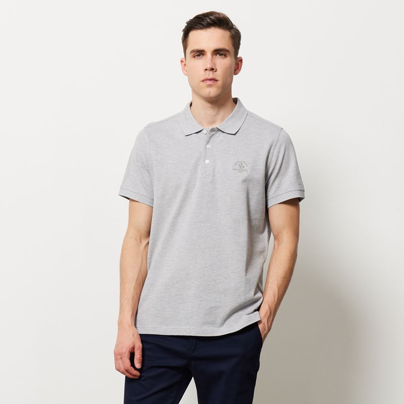 Saint Paul verão roupas masculinas negócios Casual puro algodão camisa polo de manga curta topo multicolorido All-Match