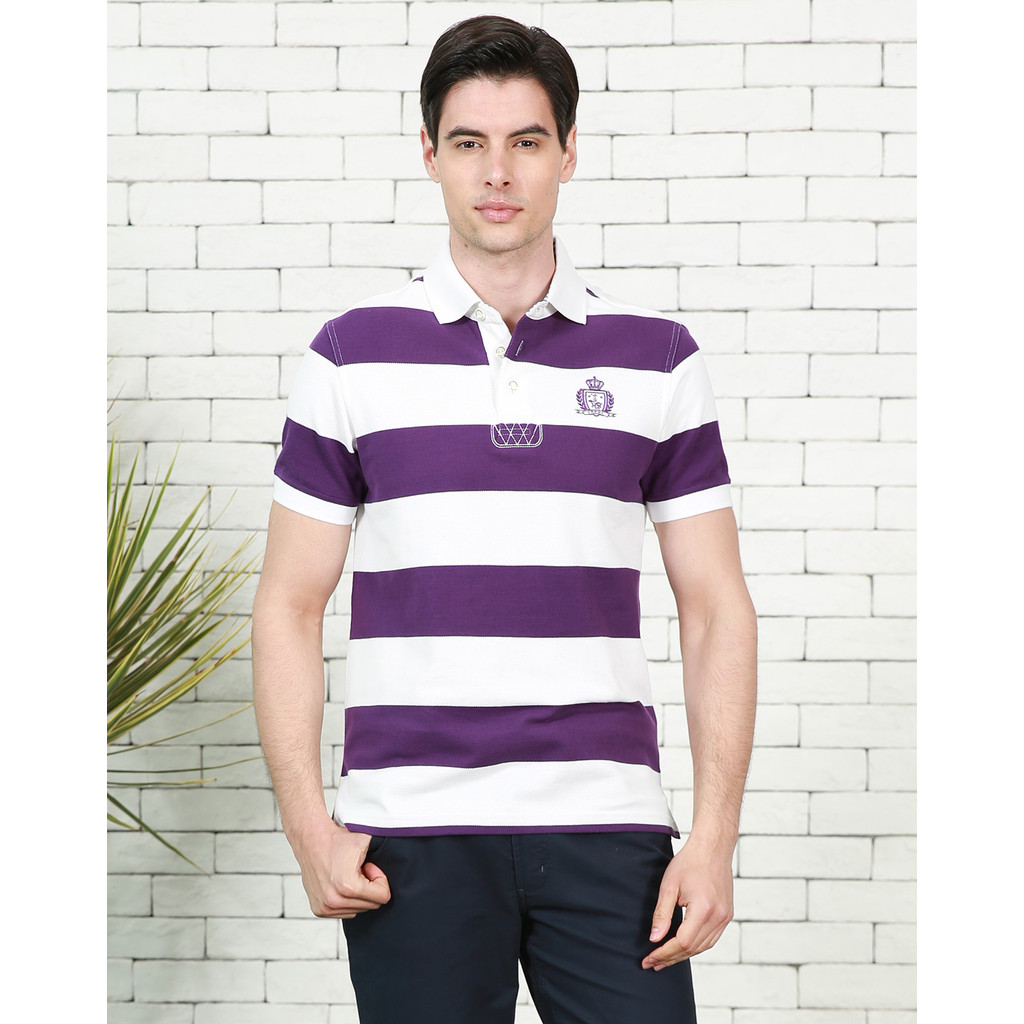 Saint Paul contador qualidade masculina primavera verão listras horizontais algodão manga curta camiseta polo PS11KT324