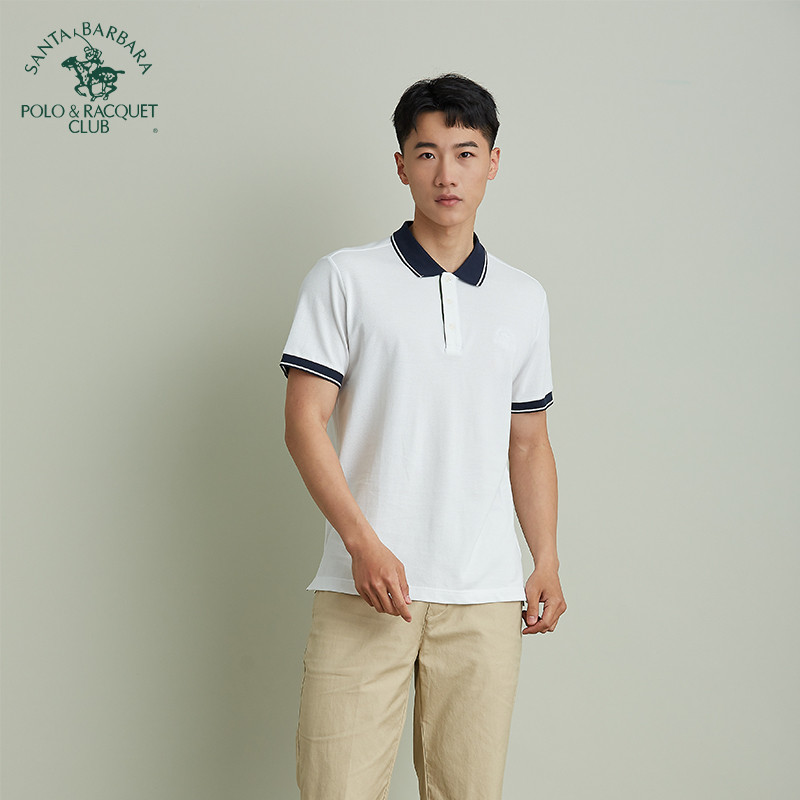 Saint Paul roupas masculinas 2025 verão novo estilo puro algodão camisa polo lapela solta Casual contraste cor gola mang