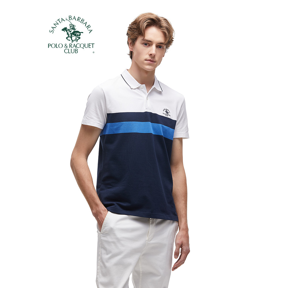Saint Paul camisa POLO contraste cor manga curta Casual lapela costura camiseta verão masculino respirável algodão pai W