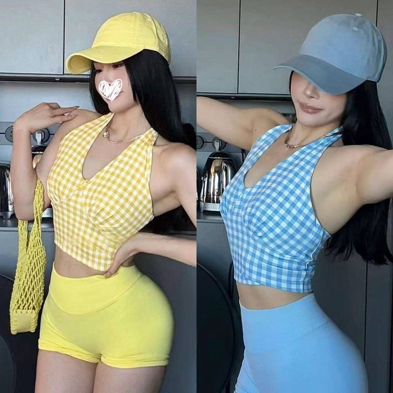 Halter Yoga Vest Slim-Fit Crop-Top Hot Girl Wear Sling Running Workout Exercise Underwear dPsk