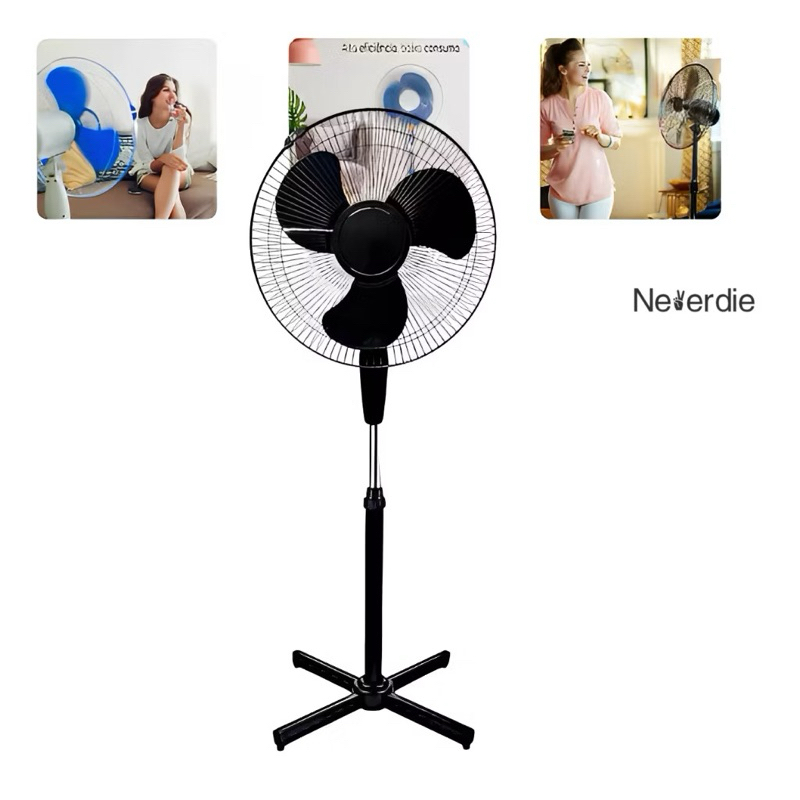 Ventilador De Coluna 3 Pás Silencioso Controle 3 Velocidades Preto Turbo 45w Ajustável Econômico