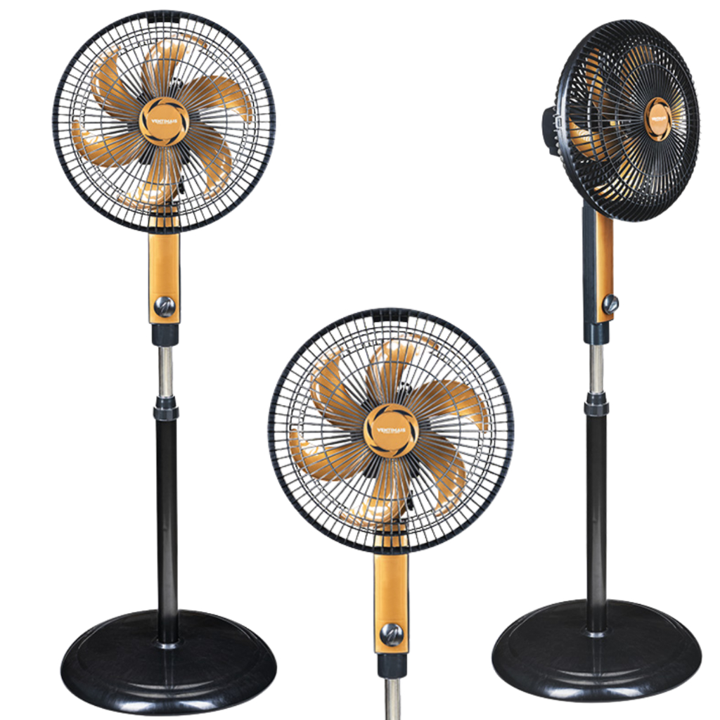 Ventilador de coluna Turbo Pedestal 30cm silencioso Preto Bronze Ventimais 3 velocidades 6 pás