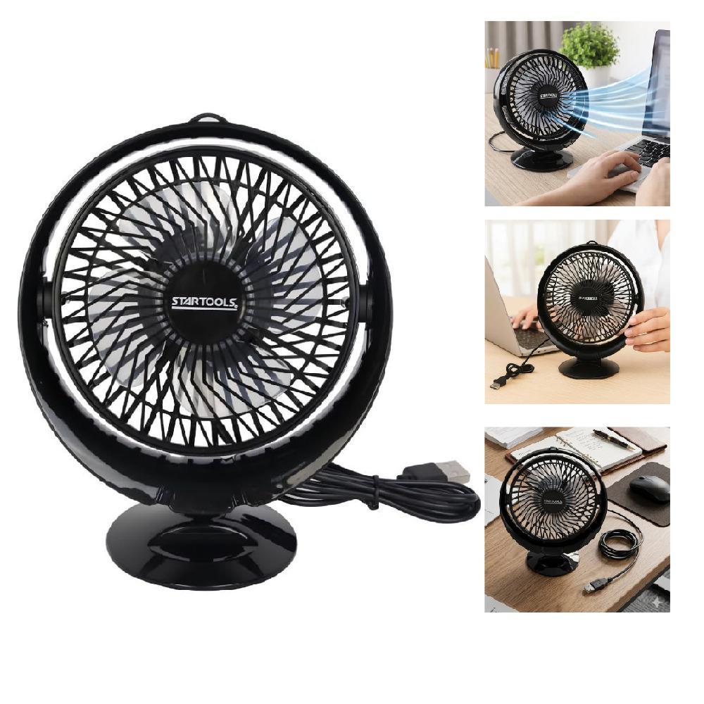 MINI VENTILADOR MESA USB 2 VELOCIDADES TURBO 7,5W NOTEBOOK INCLINACAO AJUSTAVEL POTENTE SILENCIOSO PORTATIL PRETO