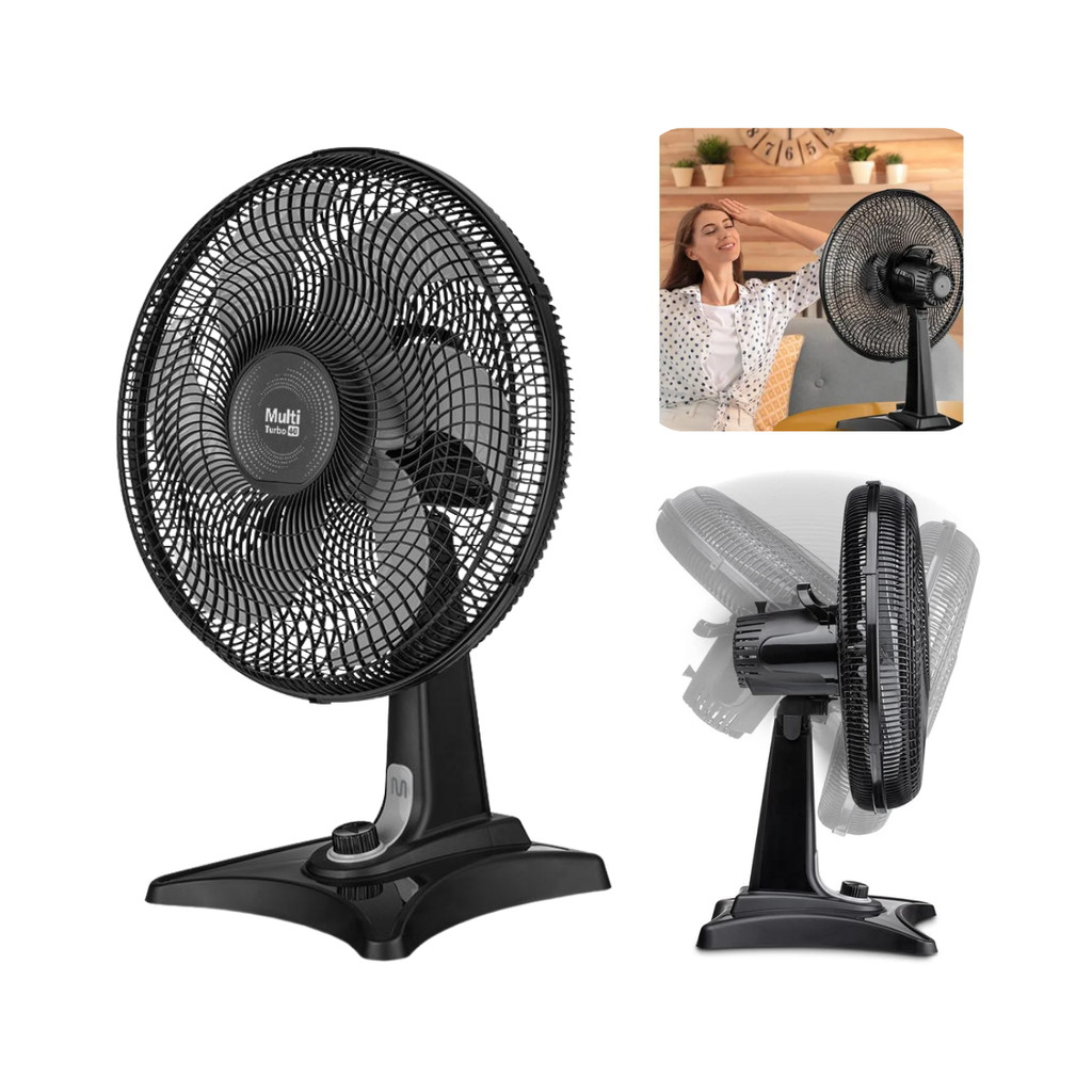 Ventilador de Mesa Multi Turbo 40 Preto / Potente e Silencioso