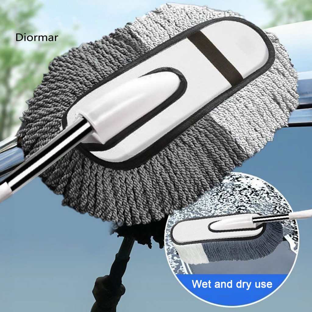 Brake Dust Remover Brush Extendable Car Kit with Soft Microfiber Stiff Rim Telescoping Handle Wheel for Vehicle Detailin