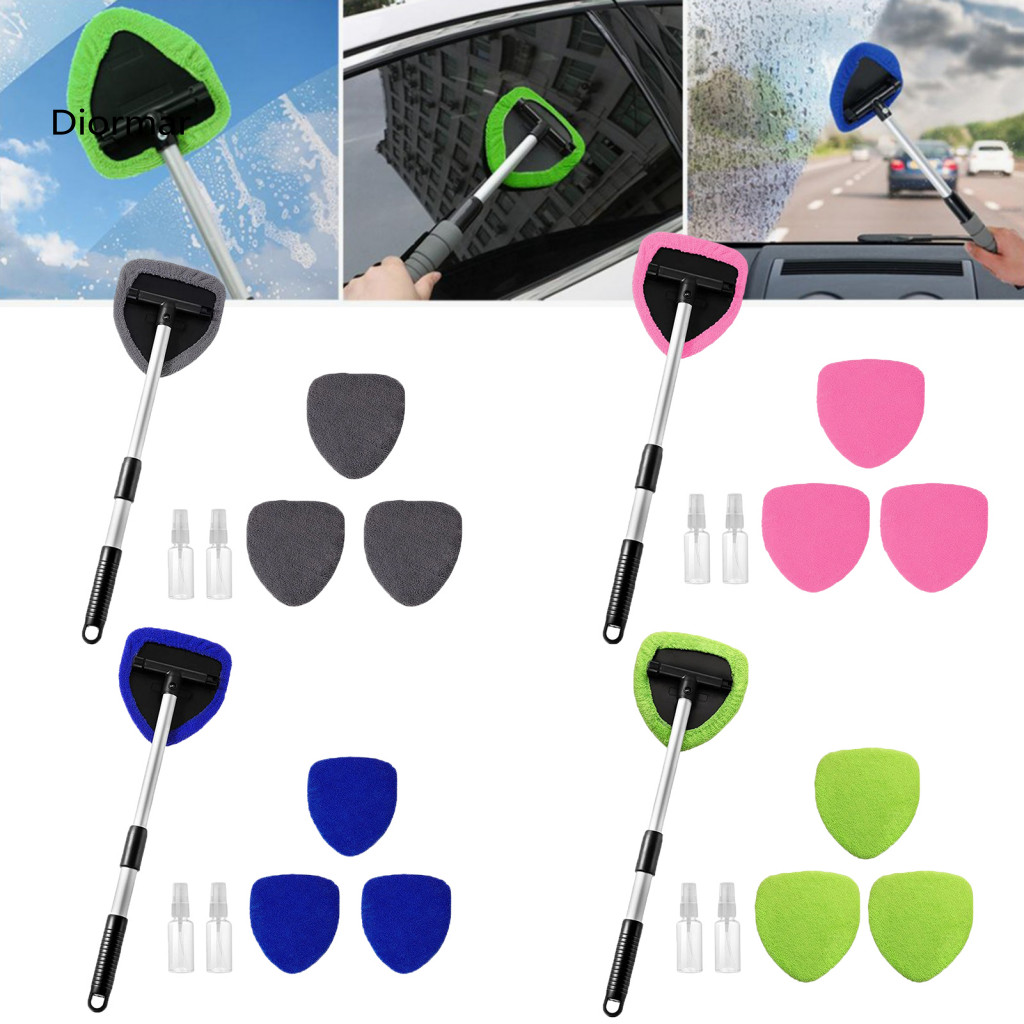Rotating Head Car Brush Multi-functional Retractable Windshield with Microfiber Cloth – Window Cleaner Tool for Easy A