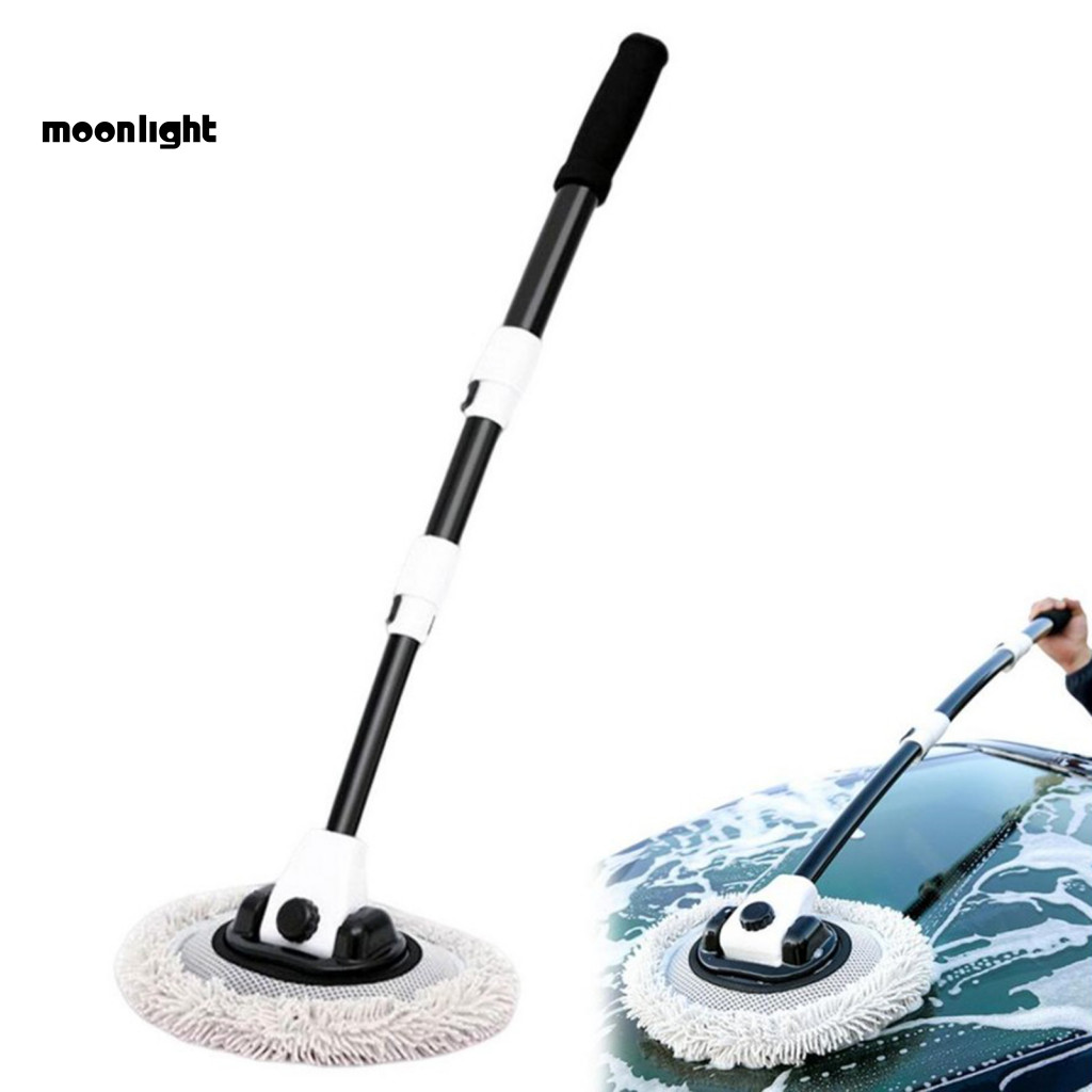 15° Curved Long Handle Car Wash Brush with Microfiber Mop – Scratch-free for Rv Truck Suv Caravan Boat Extendable Pol