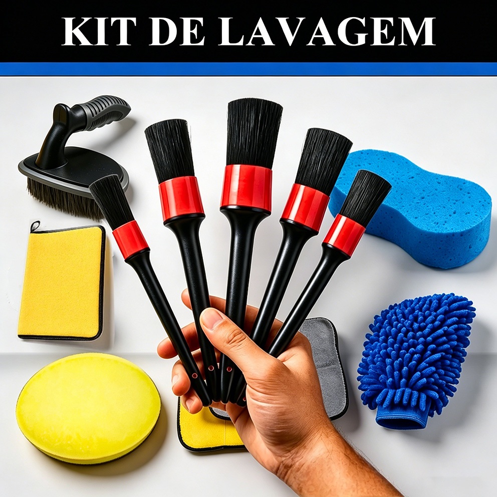 10-Piece Car Wash Kit Sponge + Tire Brush + Flannel + Wax Applicator + Microfiber Glove + Brush Kit