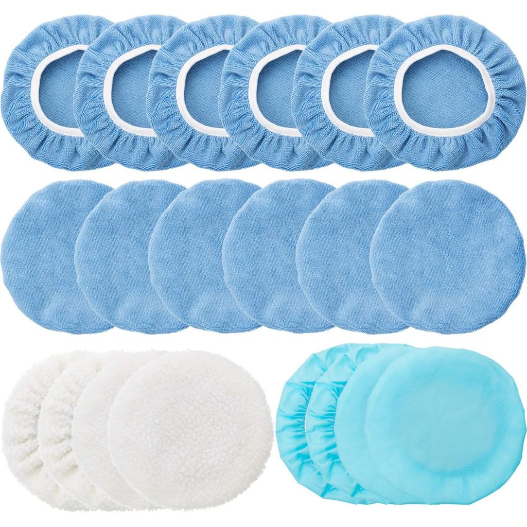 Mudder 20 Pieces 9 to 10 Inches Buffer Pads Car Polisher Bonnet Orbital Buffer Bonnets Microfiber Polishing Pad Cover