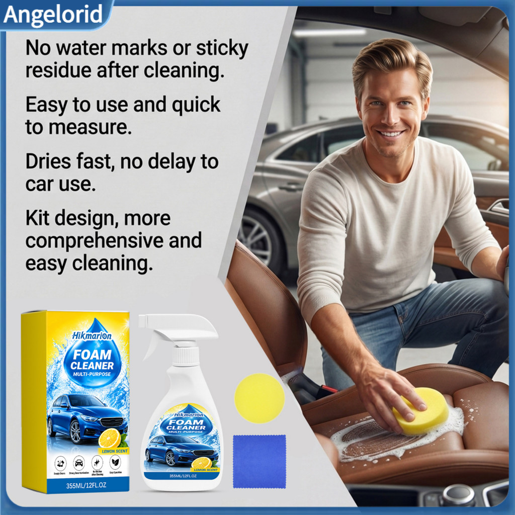 Car Care Supplies Faux Leather Surface Cleaner 355ml Foam with Sponge Microfiber Towel – Auto Detailing Spray Scent St