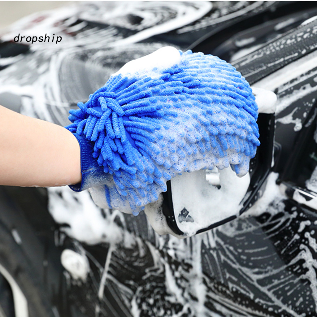 Chenille Car Wash Gloves 1 Pair Microfiber Mitt Double-sided Scratch-free Lint-free Strong Water Absorption Thickened fo