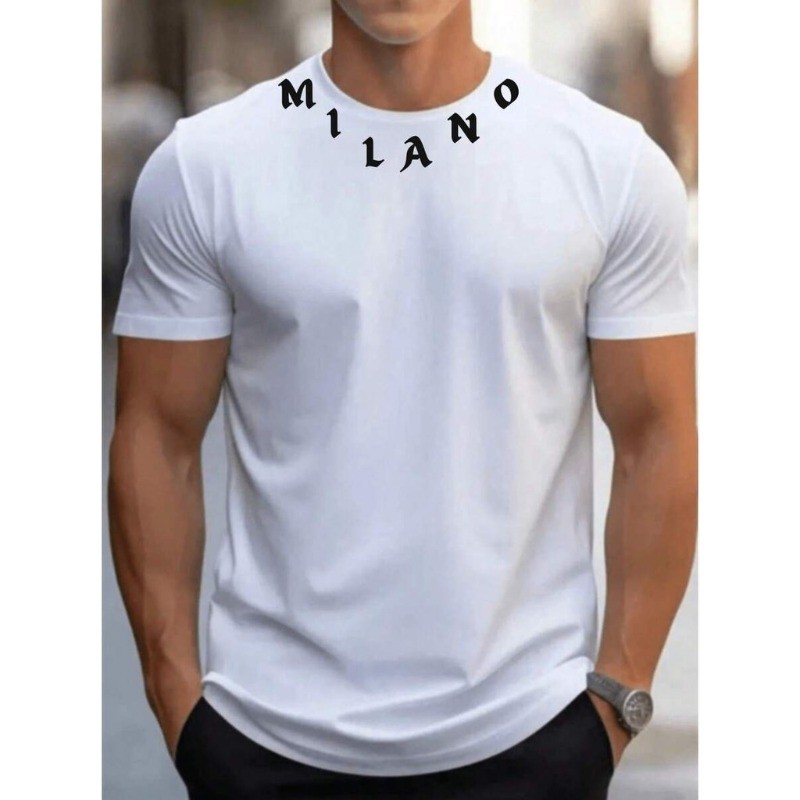 Camiseta masculina descolada Modelo ARCO MILANO  basica 100% algodao