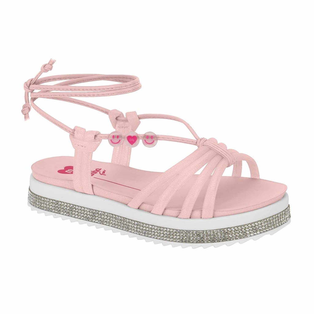 Sandália Infantil Menina Molekinha Milano Amarração- Rosa