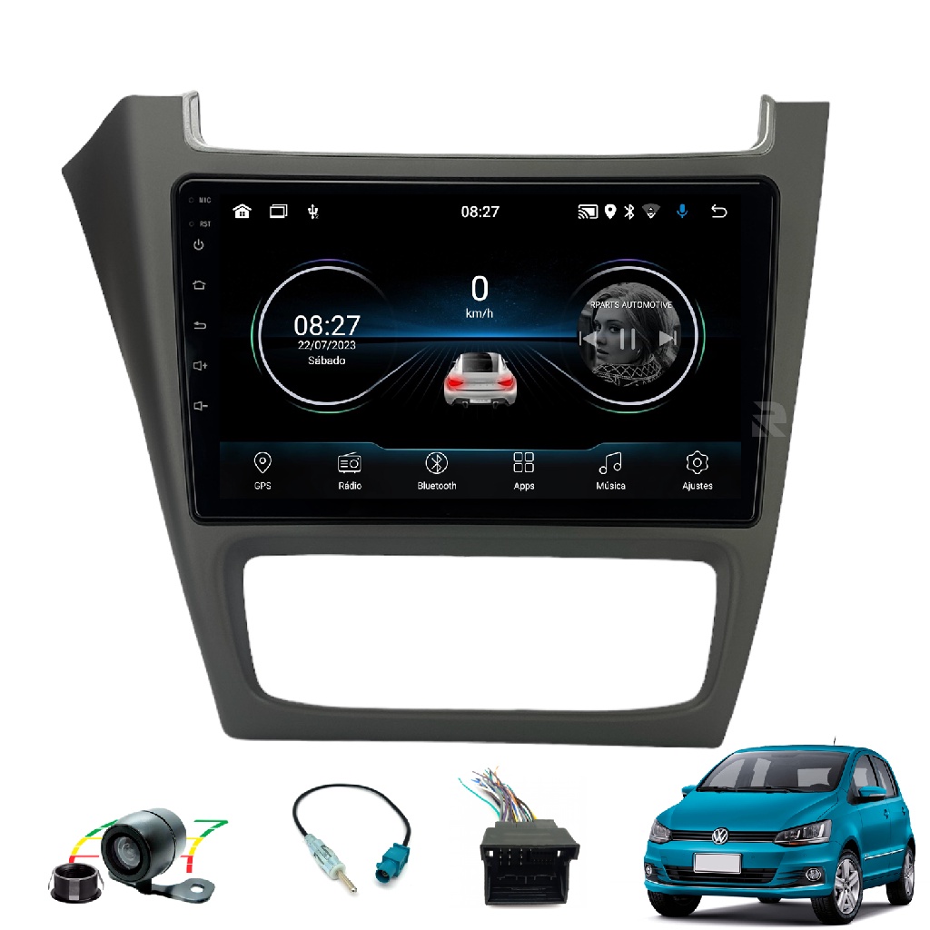 Kit Central Multimidia 9 Polegadas Android VW Fox Crossfox Spacefox G3 2014 a 2021