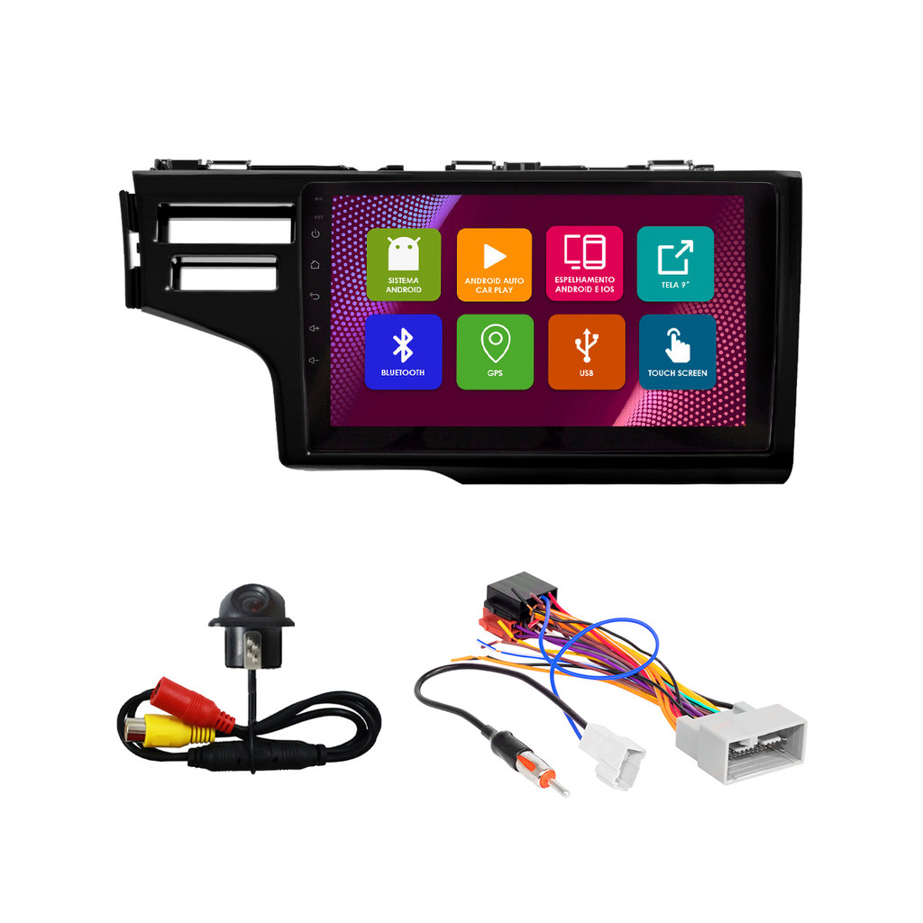 Kit Multimídia 9 Pol Fit 2014 2015 2016 2017 18 19 2020 2021 2022 Android 2Gb Ram 32Gb Flash Quad-Core 2 Din Black Piano