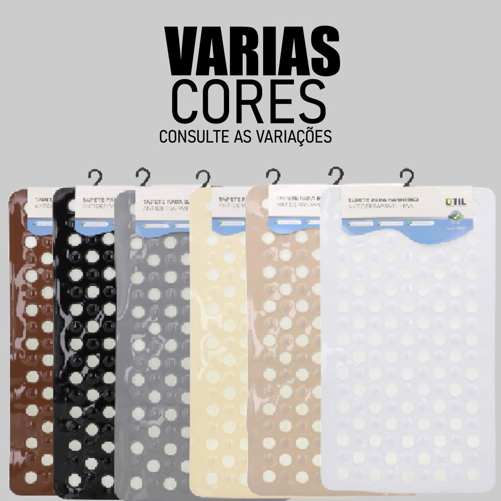 TAPETE BANHO PVC ANTIDERRAPANTE TOP SHOWER RETANGULAR VARIAS CORES