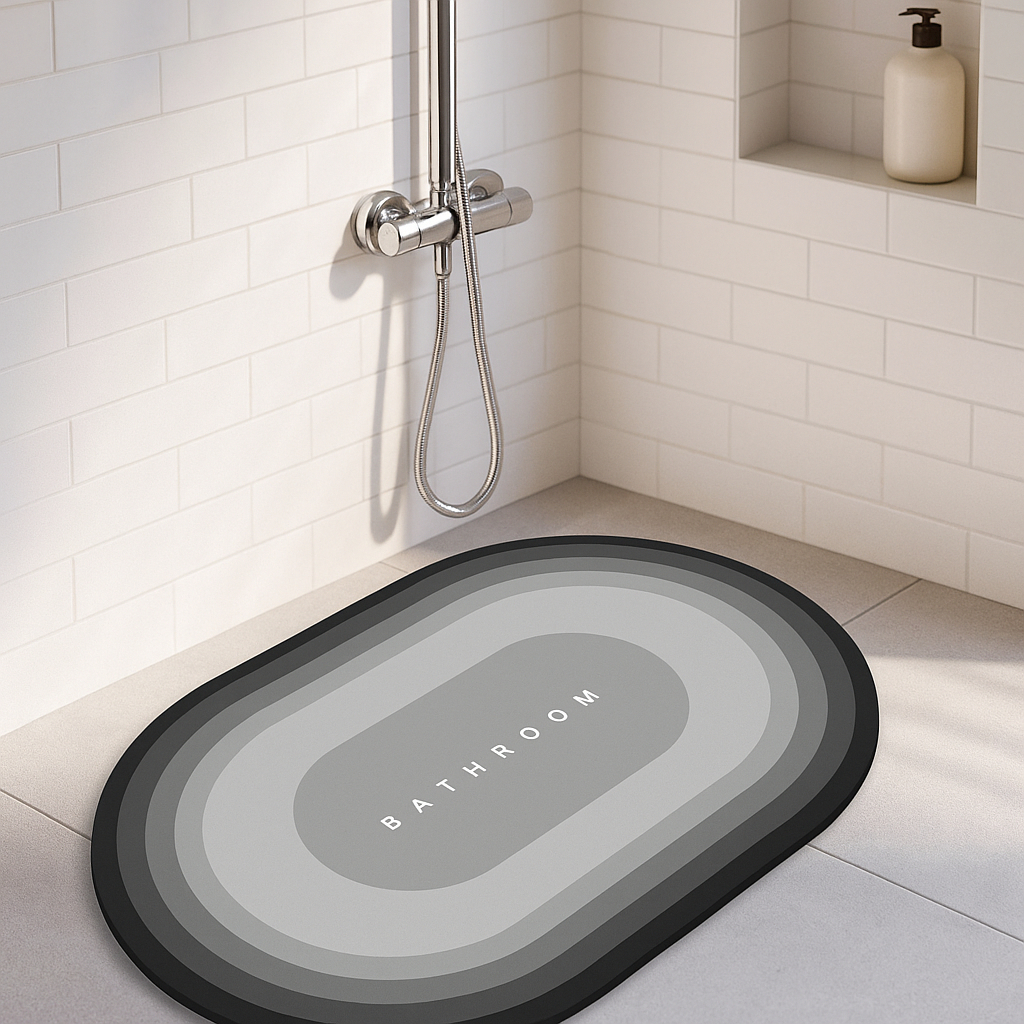 Tapete de Banheiro Oval Antiderrapante para Box Chuveiro Segurança PVC 58x38cm Anti Queda Idoso