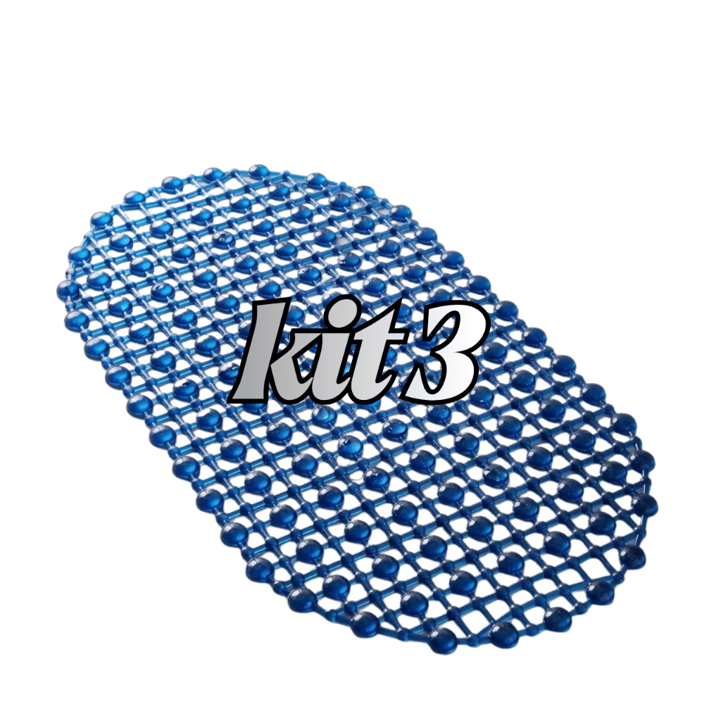 Tapete Box Banheiro Chuveiro Antiderrapante Borracha Ventosas Kit 3 Unidades Lava Pés Piscina