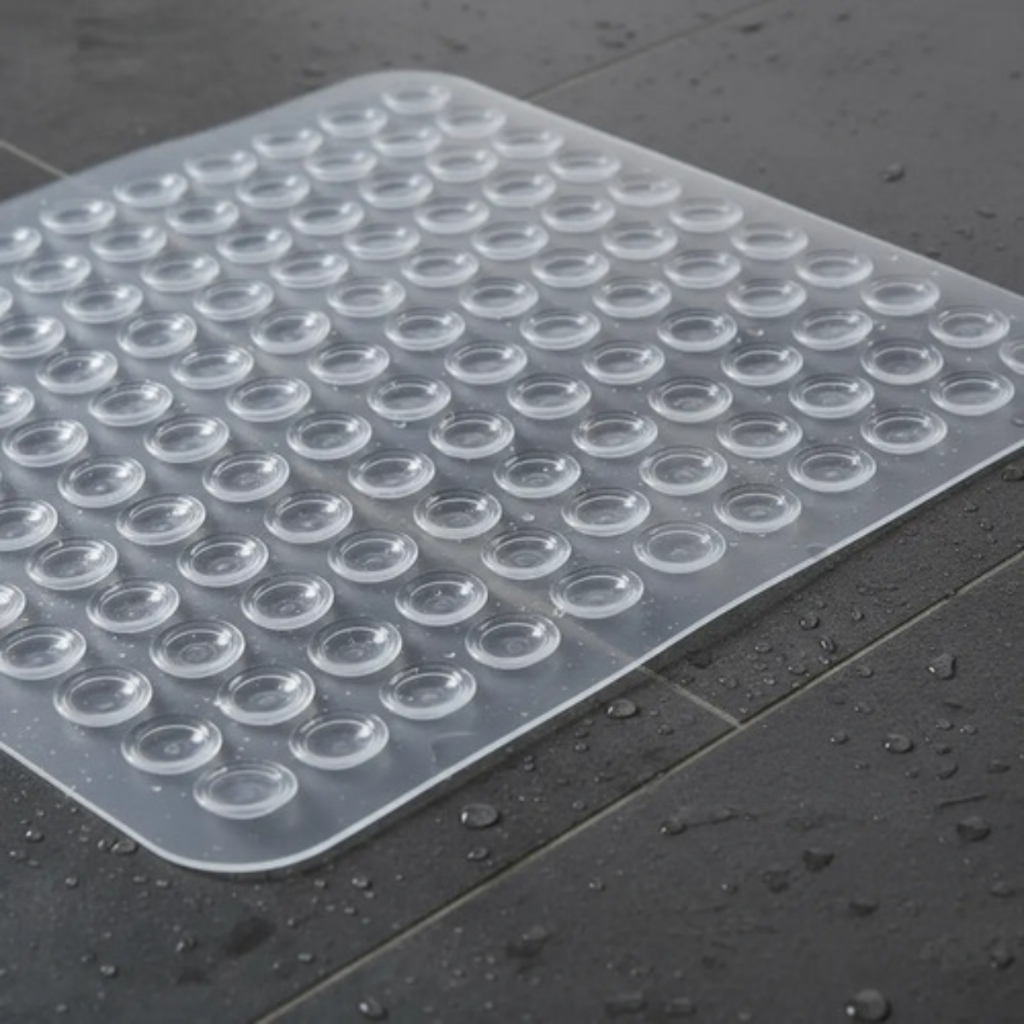Tapete Para Box Banheiro 50x50cm Transparente Antiderrapante Com Ventosas Piso Chuveiro Não Desliza