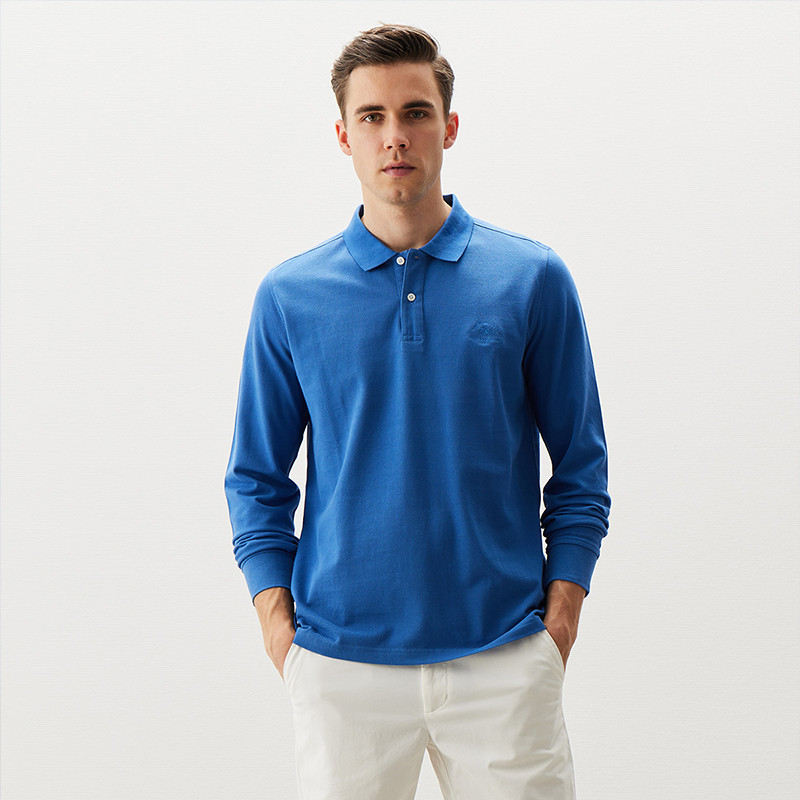 Saint Paul masculino primavera verão europeu americano puro algodão simples negócios Casual cor sólida manga comprida ca