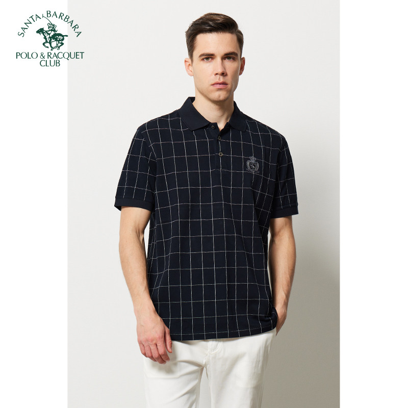 Saint Paul contador qualidade algodão frisado xadrez primavera verão camiseta masculina de manga curta tamanho grande PS