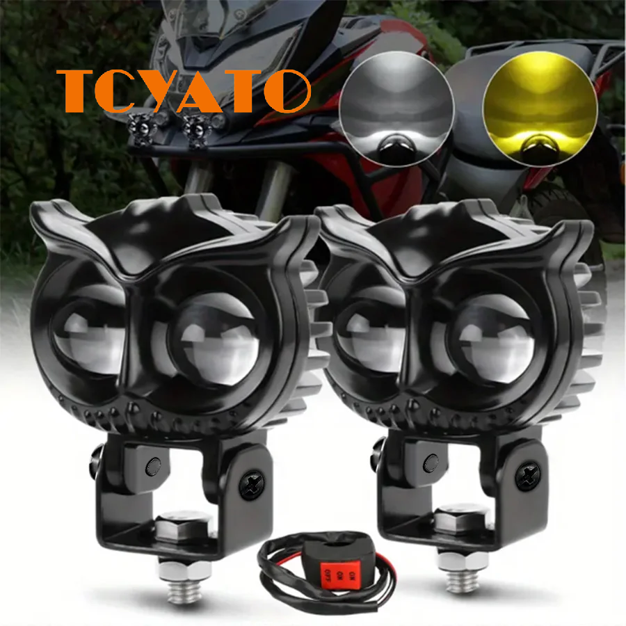 TCYATO mini Lâmpada Coruja Para Farol De Motocicleta LED Baixo Branco E Âmbar Super Brilhante rgb eyeline aerox v1 mio E