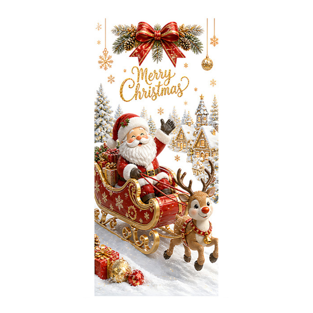 Christmas Window Decals Holiday Glass Clings Set – Cute Snowman Santa Penguin Reindeer Static Pvc Reusable Stickers fo