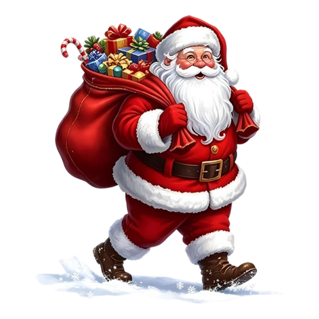 Christmas Wall Decals Santa Claus Window Clings Stickers Cartoon Carrying Gift Bag Peel and Stick Holiday Decor Diy Mura