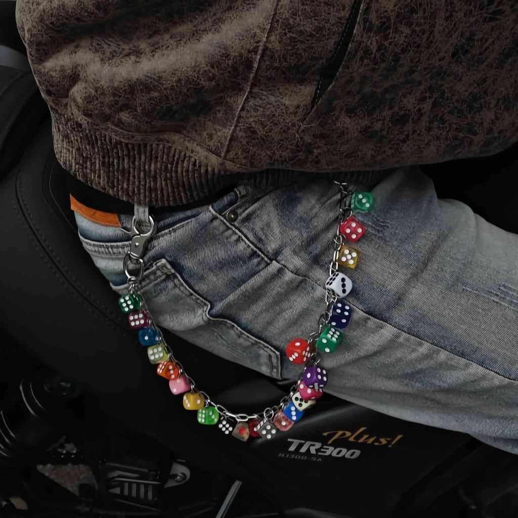 Corrente De Calças De Dados Para Homens , Carteira Decorativa De Bolso Com Correntes jeans , Acessórios harajuku Colorid