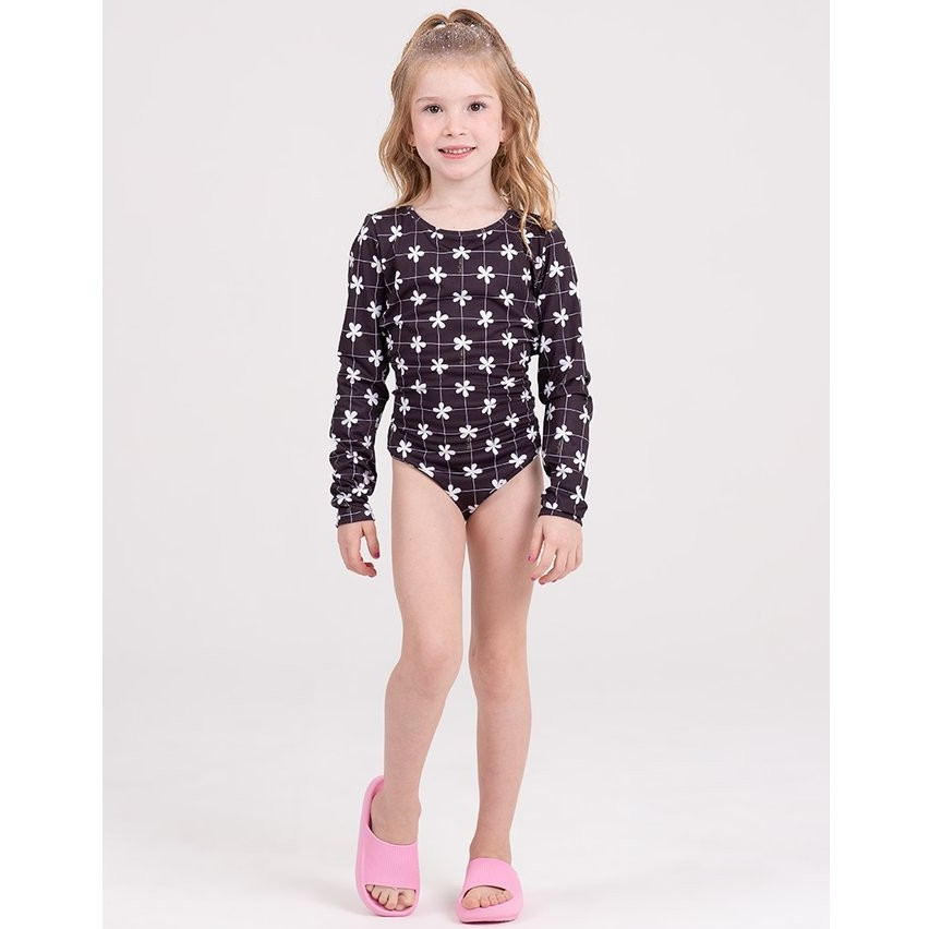 Maiô Infantil Manga Longa UV 50+ Suplex Infinity Preto