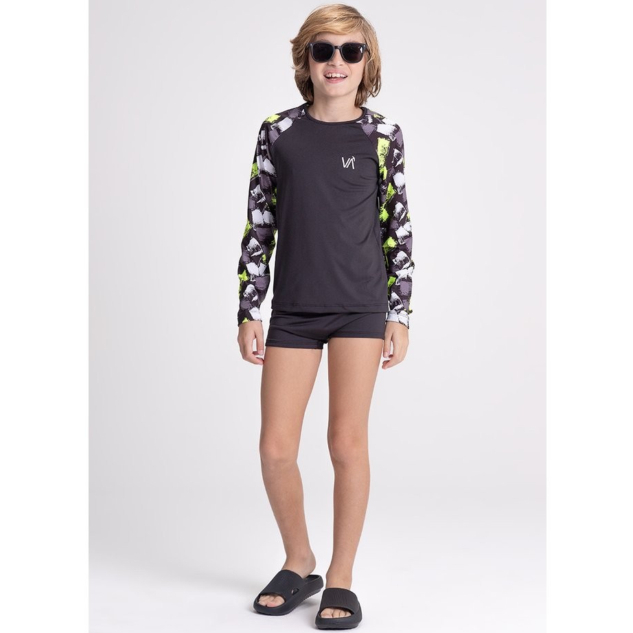 Conjunto Infantil Manga Longa UV 50+ Summer Preto