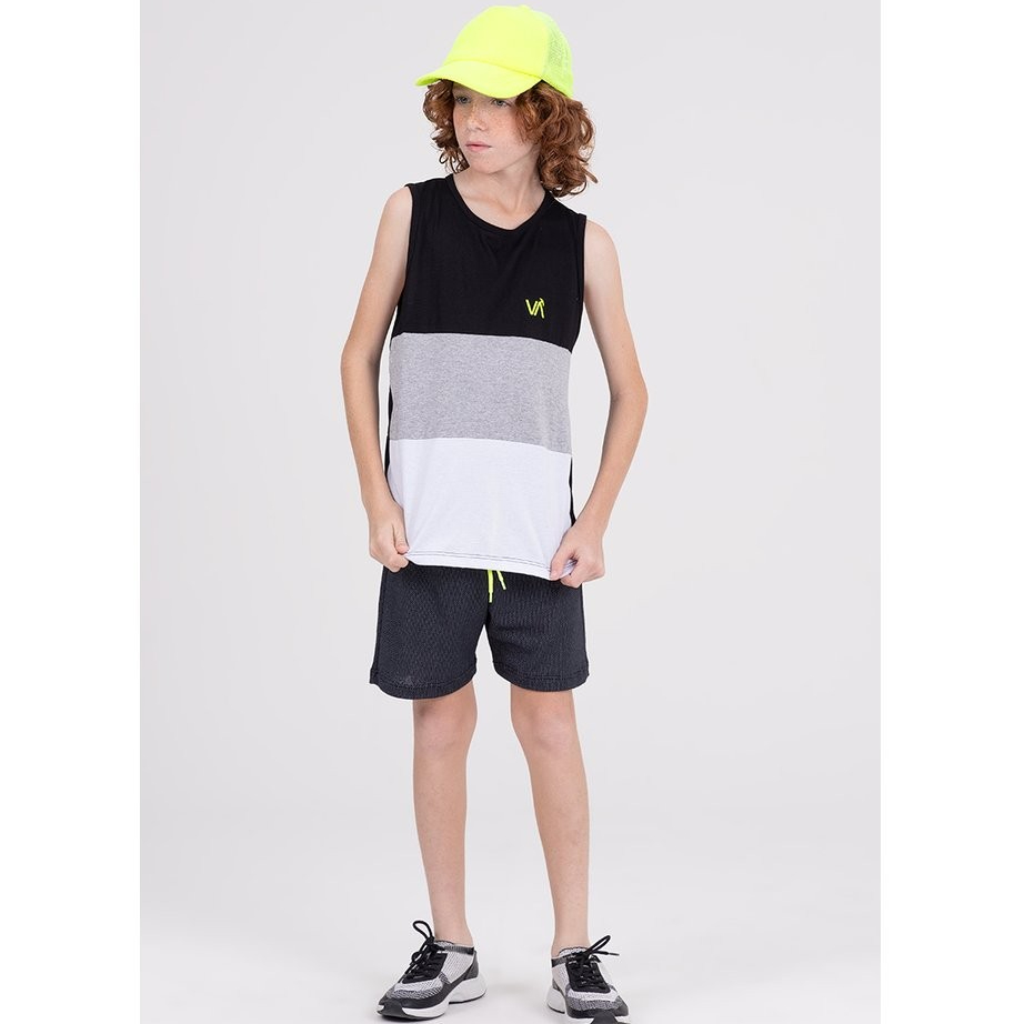 Conjunto Regata Infantil Tricolor Preto