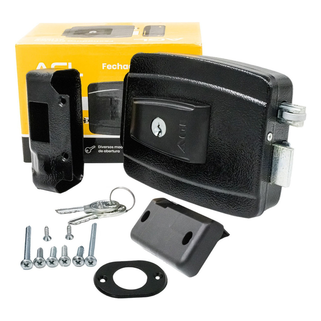 Fechadura Elétrica AL100R Reversivel 12V 42mm Chave Simples AGL