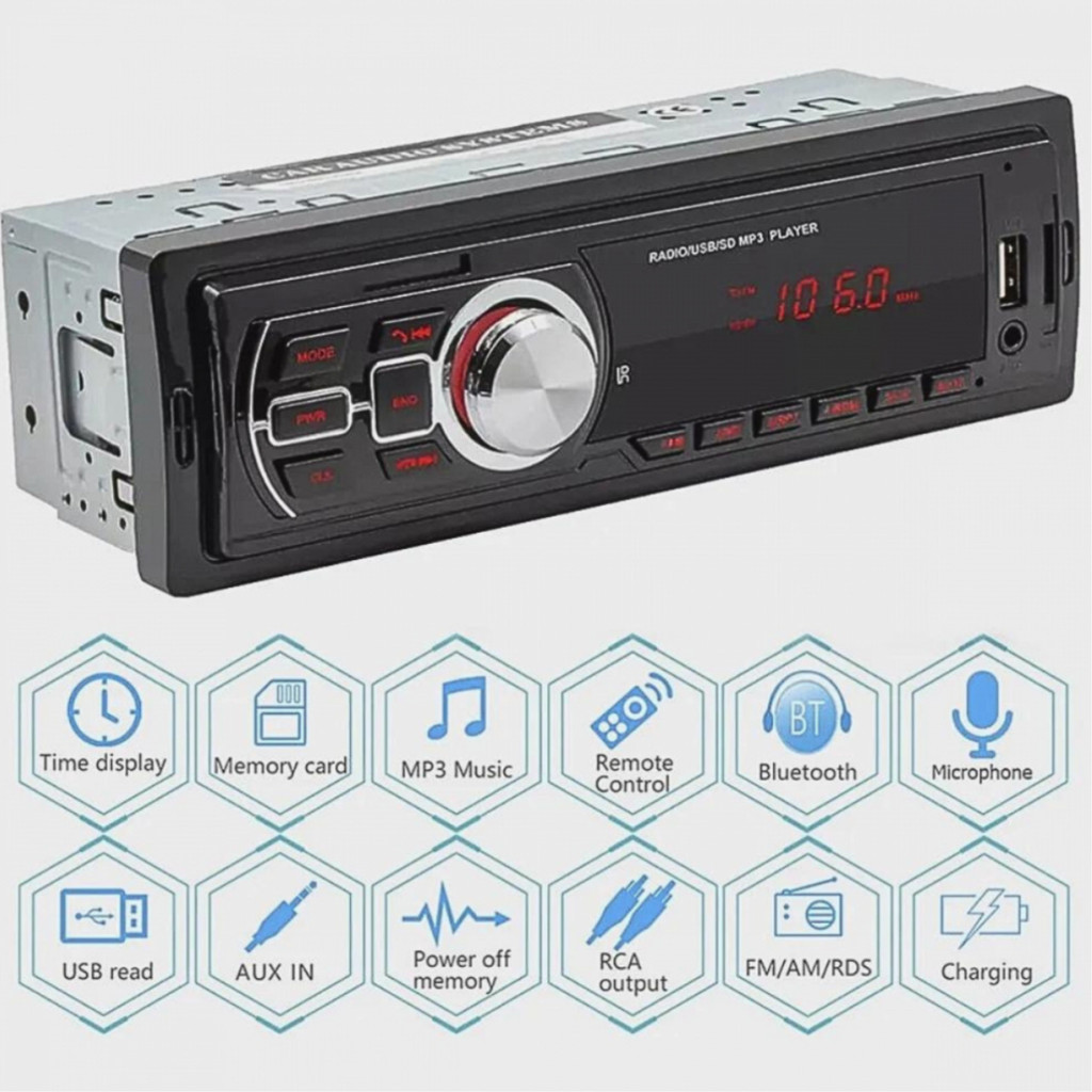 Radio de Carro Som Automotivo Mp3 Player Bluetooth com Controle