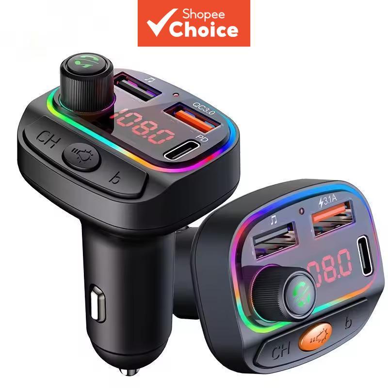 Transmissor FM MP3 para Carro Carregador Veicular Tipo C Bluetooth 5.3 Chamada em Viva-Voz Super Rápido Adaptador de