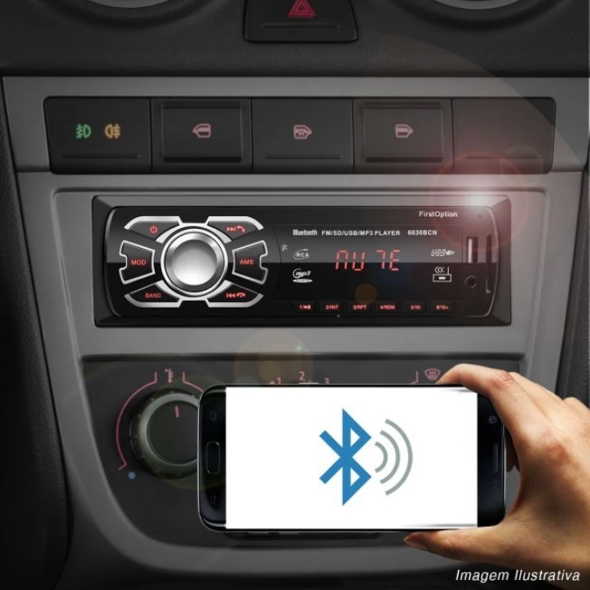 Aparelho de Som Carro Mp3 Bluetooth Aux e USB First Option Mega Oferta